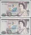 London Coins : A165 : Lot 244 : Twenty pounds Gill B355 (2) issued 1988 last series 20X 998639 & 20X 998840 (from C102 packs), P...