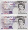 London Coins : A165 : Lot 250 : Twenty pounds Gill B358 issued 1991 (2) consecutive numbers A27 166661 and 166662 About Unc - UNC