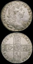 London Coins : A165 : Lot 2767 : Halfcrowns (2) 1689 First Shield, Caul only frosted, with pearls,  ESC 505, Bull 831 Fine or slightl...