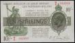 London Coins : A165 : Lot 294 : Ten Shillings Fisher T33 Third issue Northern Ireland in title Red Serial No. omitted issued 1927 la...