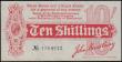 London Coins : A165 : Lot 296 : Ten Shillings Bradbury T9 De la Rue red Dash in No. ornate font Six digit serial First issue 1914 se...