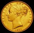 London Coins : A165 : Lot 2974 : Sovereign 1853 WW Raised, the date figures with 8 over lower 8, the underlying 8 broken at it's...