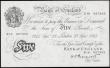 London Coins : A165 : Lot 344 : Five Pounds Peppiatt White note, B255 Thick paper Threaded Second Period issue dated 23rd September ...