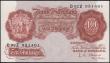 London Coins : A165 : Lot 378 : Ten Shillings O'Brien, B271 Red/Brown issue 1955, first series D92Z 951461, about UNC
