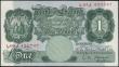 London Coins : A165 : Lot 382 : One Pound Green O'Brien, B273 issued 1955 first run series L64J 420747, choice UNC and very sca...