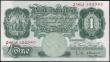 London Coins : A165 : Lot 383 : One Pound Green O'Brien, B273 issued 1955, first series Z96J 102983 small edge nick at bottom l...