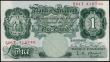 London Coins : A165 : Lot 387 : One Pound Green O'Brien B274 Replacement issue 1955 series S01T 415746 GEF - about UNC and scar...