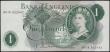 London Coins : A165 : Lot 398 : One Pound Hollom QE2 portrait & seated Britannia B291 Green Replacement issue 1963 series M07R 6...