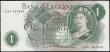 London Coins : A165 : Lot 399 : One Pound Hollom, B292 G Reverse issue 1963, last series L05X 367845, UNC