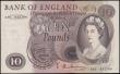 London Coins : A165 : Lot 408 : Ten Pounds Lion & Key Hollom, B299 Brown issued 1964, last run later series A40 832798, about UN...