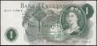 London Coins : A165 : Lot 409 : One Pound Fforde, B301 Green QE2 and seated Britannia issue 1967, first series B71Y 172816, UNC