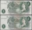 London Coins : A165 : Lot 429 : One Pounds Page QE2 & seated Britannia B321 Replacement issues 1970 (2) first run series W01M 08...