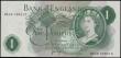 London Coins : A165 : Lot 432 : One Pound Page QE2 portrait & seated Britannia B323 Green Replacement issue 1970 last traced run...