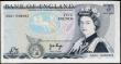 London Coins : A165 : Lot 449 : Five Pounds Page QE2 pictorial & The Duke of Wellington B336 Blue L Reverse issue 1973 FIRST RUN...