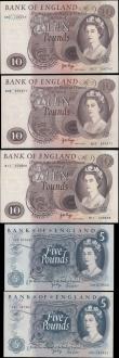London Coins : A165 : Lot 551 : Bank of England Page (5) EF to UNC comprising Five Pounds QE2 & seated Britannia (2) including F...