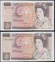 London Coins : A165 : Lot 568 : Ten Pounds Somerset QE2 pictorial & Florence Nightingale B349 Brown L Reverse issue 1987  (2) in...