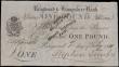 London Coins : A165 : Lot 605 : Ringwood & Hampshire Bank One Pound Design on reverse dated 1921 No.R6500 for Stephen Tunks (Out...