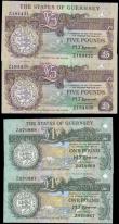 London Coins : A165 : Lot 610 : Guernsey replacements (4) issued 1991, consecutive pairs, &pound;1 series Z070867 & Z070868, Pic...