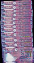 London Coins : A165 : Lot 612 : Hong Kong $10 (12) dated 2002, a consecutive numbered run, scarcer replacement series ZY, Pick400r U...