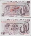 London Coins : A165 : Lot 662 : Northern Ireland Bank of Ireland 10 Pounds (2) including a SPECIMEN 1971-74 ND note similar to Pick ...