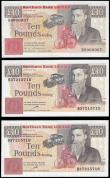 London Coins : A165 : Lot 693 : Northern Ireland Northern Bank Limited 10 Pounds (3) comprising a consecutive pair Pick 194c (Blake-...