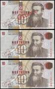 London Coins : A165 : Lot 694 : Northern Ireland Northern Bank Limited 10 Pounds (3) comprising a pair Pick 198a (Blake-Callaway NR ...