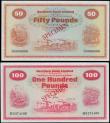 London Coins : A165 : Lot 720 : Northern Ireland Northern Bank Limited SPECIMEN notes (2) comprising 50 Pounds unsigned and undated ...