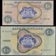 London Coins : A165 : Lot 752 : Scotland Bank of Scotland (2) &pound;1 dated 17th July 1968 series A/2 0955049 signed Polwarth/Letha...