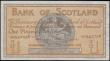 London Coins : A165 : Lot 754 : Scotland Bank of Scotland &pound;1 dated 4th January 1945 first series A0542756 signed Elphinstone/C...