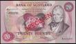 London Coins : A165 : Lot 759 : Scotland Bank of Scotland &pound;20 SPECIMEN dated 1st October 1970 series A000000 signed Polwarth &...