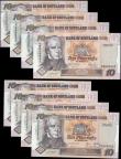 London Coins : A165 : Lot 766 : Scotland Bank of Scotland 10 Pounds 300th year Anniversary of Bank of Scotland in 1995 issues (8) in...