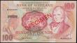 London Coins : A165 : Lot 790 : Scotland Bank of Scotland One Hundred Pounds 22nd January 1992 SPECIMEN, serial A000000 Unc