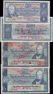 London Coins : A165 : Lot 803 : Scotland The British Linen Bank an assortment of 1 and 5 Pounds signatures Walker and Anderson inclu...