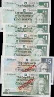 London Coins : A165 : Lot 820 : Scotland The Royal Bank of Scotland plc signature Maiden issues (7) comprising SPECIMEN notes (2) in...