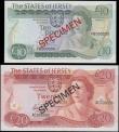London Coins : A165 : Lot 841 : The States of Jersey May signature SPECIMEN notes (2) comprising 10 Pounds SPECIMEN Pick 13s ND 1976...