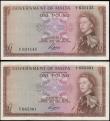 London Coins : A165 : Lot 973 : Malta 1 Pounds Pick 26 L. 1949 (1963) QE2, St. George's Cross & Marsa Industrial Estate (2)...