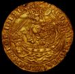 London Coins : A166 : Lot 1464 : Half Noble Edward III London Mint Treaty Period S.1506, North 1238, Ornaments -11-11, Ropes 3/2, Qua...