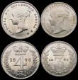 London Coins : A166 : Lot 1880 : Maundy Set 1843 ESC 2453, Bull 3486 EF to A/UNC the Fourpence with some hairlines,  the Threepence w...