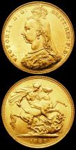 London Coins : A166 : Lot 2136 : Sovereign 1887 Jubilee Head, D:G: further from the crown S.3866 DISH L7 GVF, Half Sovereign 1887 Jub...