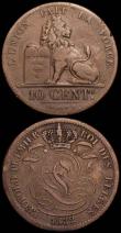 London Coins : A166 : Lot 2637 : Belgium (2) 5 Francs 1934 KM#97.1 GVF, scarce, 10 Centimes 1832 KM#2.1 Fine