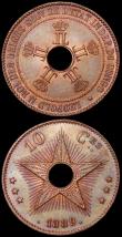 London Coins : A166 : Lot 2684 : Congo Free State 10 Centimes (2) 1888 KM#4 UNC with traces of lustre, 1889 KM#4 UNC attractively ton...