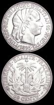 London Coins : A166 : Lot 2743 : French Colonies 5 Centimes 1827H KM#10.2 VF with some surface marks, scarce one-year type, Haiti 50 ...