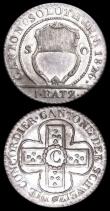 London Coins : A166 : Lot 2883 : Swiss Cantons (2) Geneva 10 Centimes 1847 A-B KM#134 Lustrous UNC with hints of toning, Solothurn Ba...