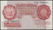 London Coins : A166 : Lot 55 : Ten Shillings O'Brien B272 Red-Brown Replacement issue 1955 serial number 51A 789254 EF and sca...
