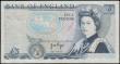 London Coins : A166 : Lot 67 : Five Pounds Page QE2 & The Duke of Wellington ERROR note B332 issue 1971 serial numbers printed ...