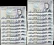 London Coins : A166 : Lot 69 : Five Pounds Page QE2 pictorial & The Duke of Wellington B334 L Reverse issues (18) all about UNC...