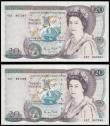London Coins : A166 : Lot 78 : Twenty Pounds Gill QE2 pictorial & William Shakespeare B355 issues 1988 (2) a consecutively numb...