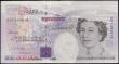 London Coins : A166 : Lot 86 : Twenty Pounds Kentfield QE2 & Michael Faraday Offset missing ink ERROR note B371 issue 1991 seri...