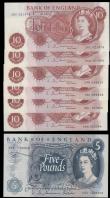 London Coins : A167 : Lot 1369 : Ten Shillings & Five Pounds Hollom (7) comprising Ten Shillings QE2 portrait & seated Britan...