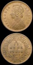 London Coins : A167 : Lot 1845 : Mint Error - Mis-Strike India 1/12 Anna 1877, KM#483 the 1 of the date and the 1 of the fraction bot...